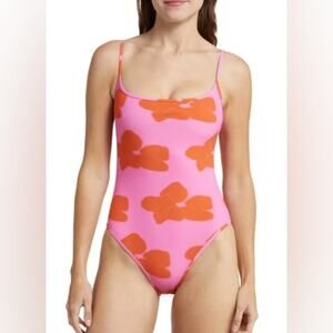 Nu Swim Floral One Piece Swimsuit Pink Size S Retails $242
